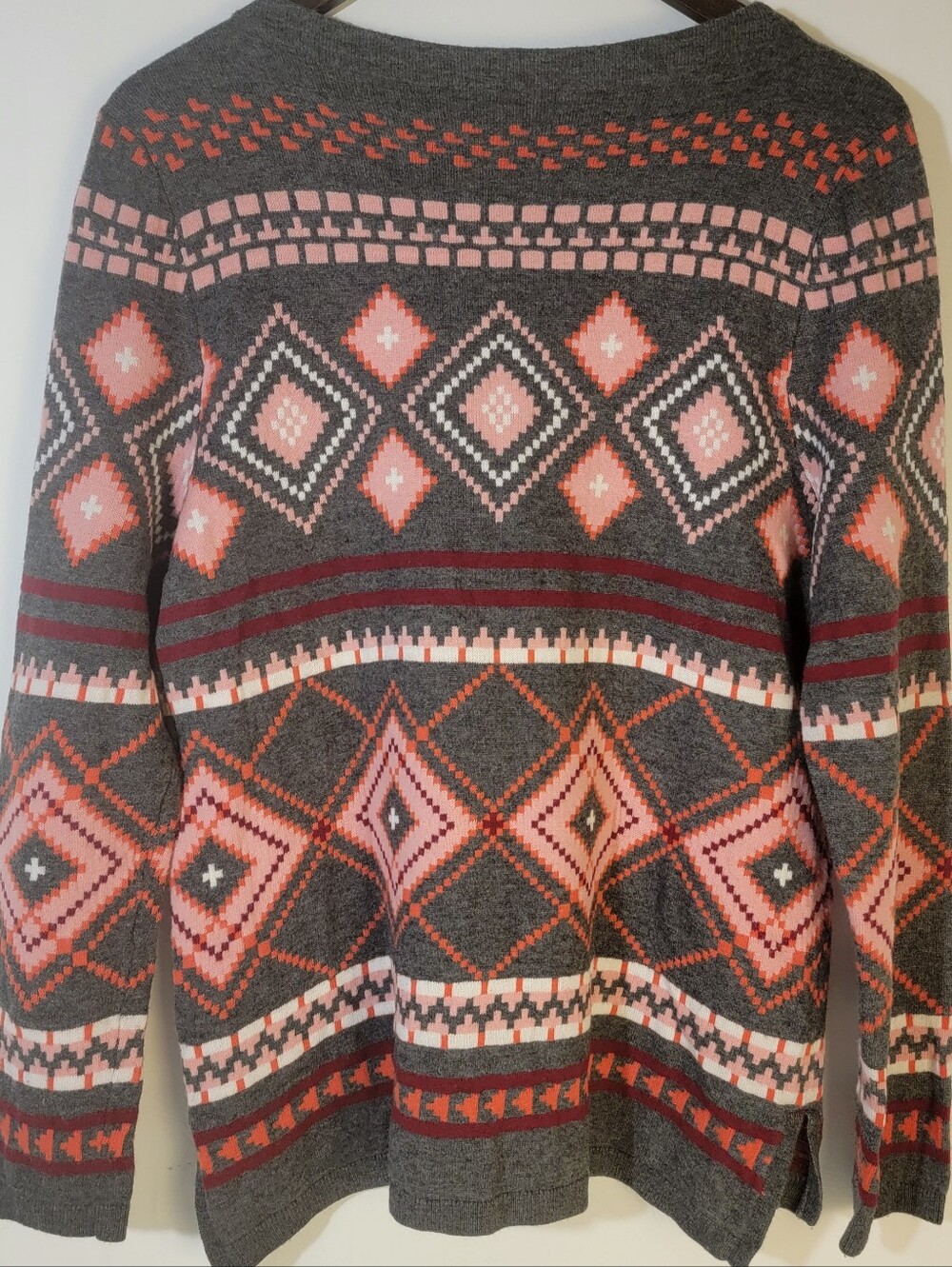 Talbots Southwest Sweater Womens L Petite Lambswool Blend Round Neck Pullover - Picture 2 of 10